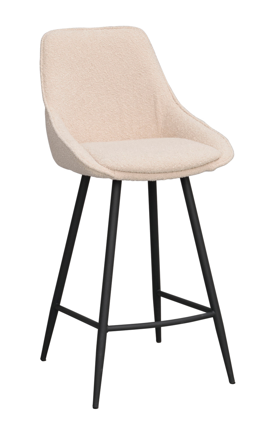 Sierra barstol beige bouclé/svarta metallben 2-pack