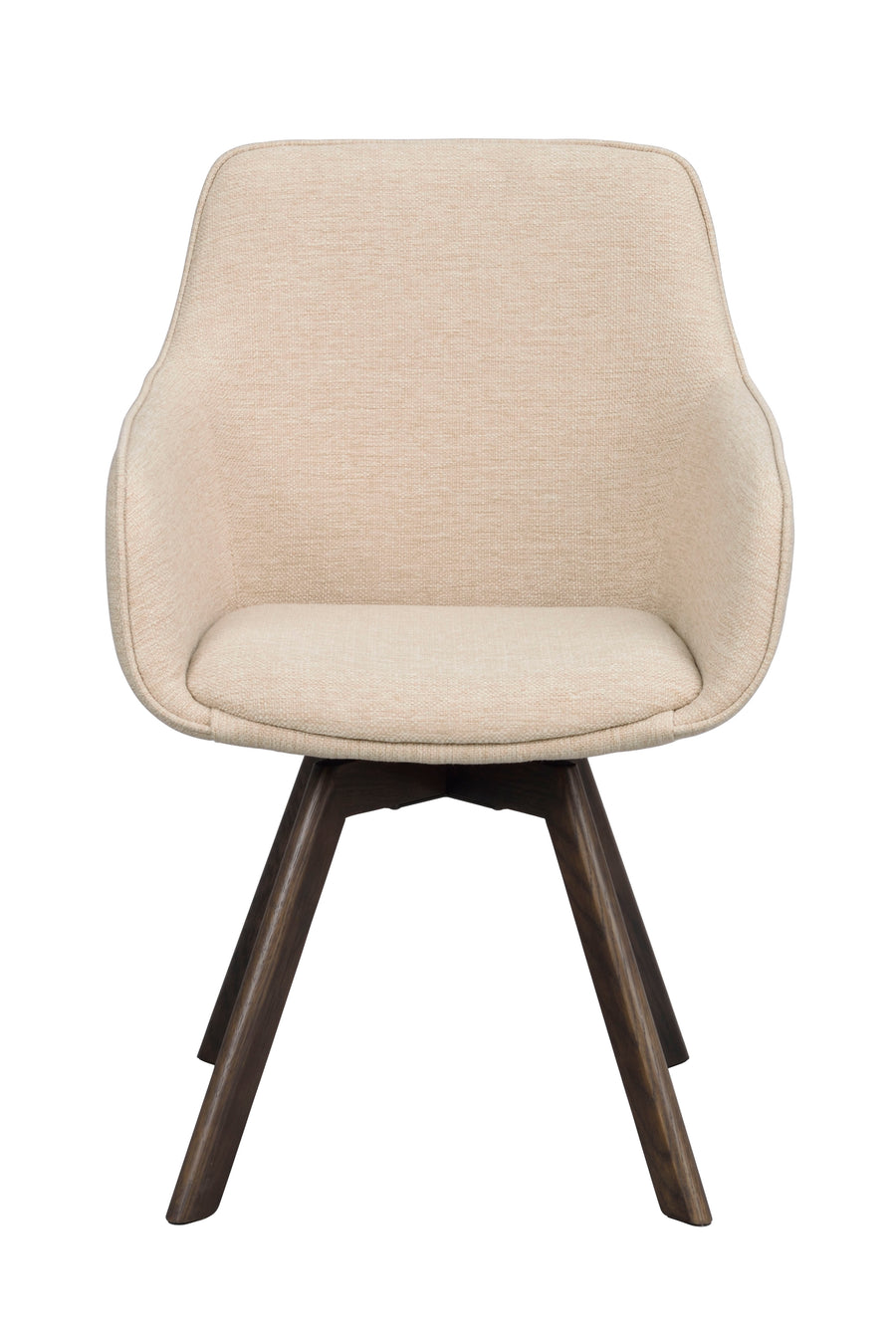 Alison karmstol ljusbeige tyg/bruna ekben snurr 2-pack