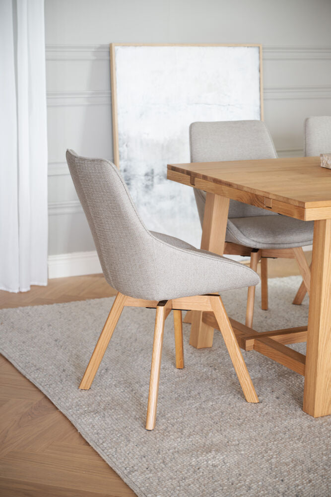 Alison stol beige tyg/ekben snurr 2-pack