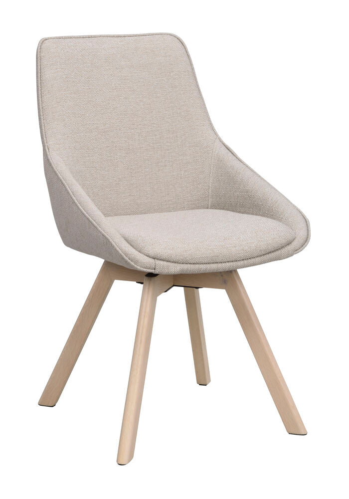 Alison stol beige tyg/vitpigmenterade ekben snurr 2-pack