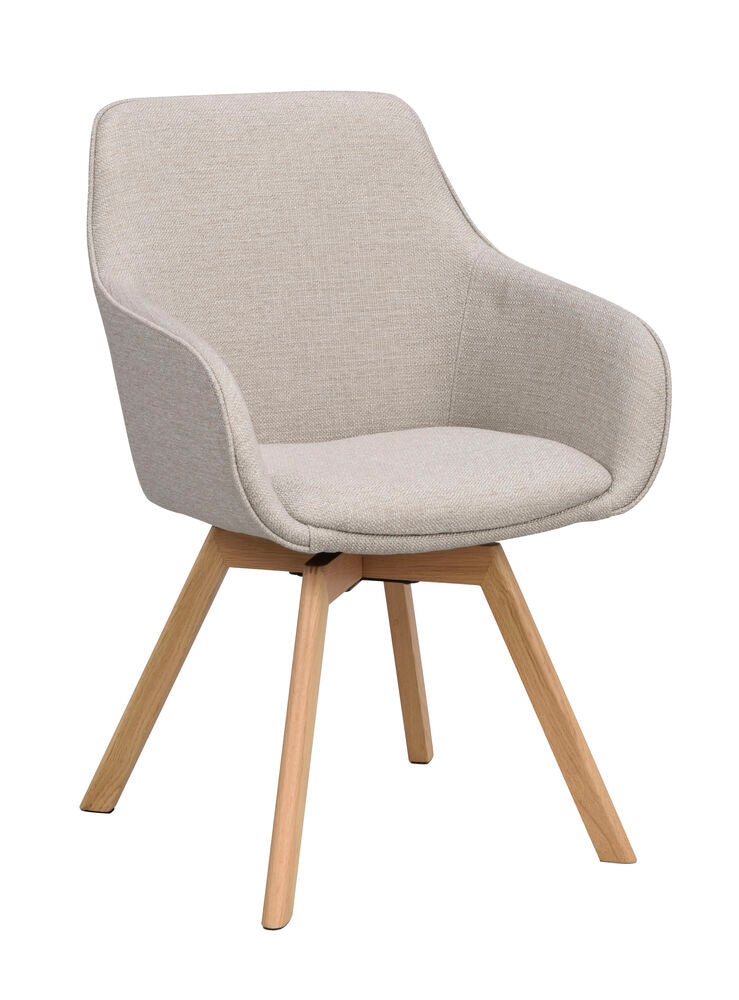 Alison karmstol beige tyg/ekben snurr 2-pack