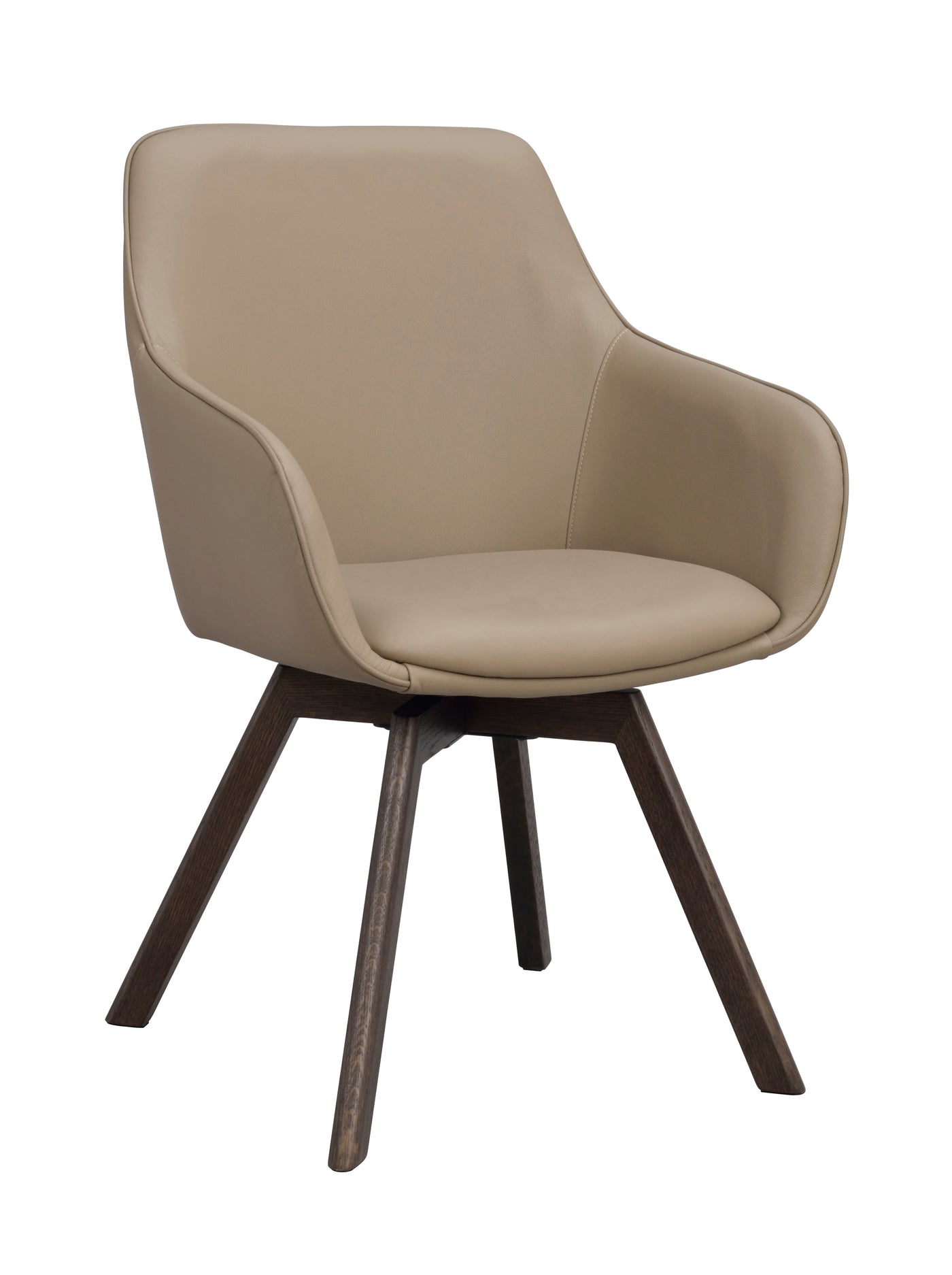 Alison karmstol beige läder/bruna ekben snurr 2-pack