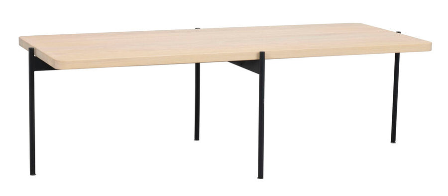 Shelton soffbord 145x60 vitpigment ek/svart metall