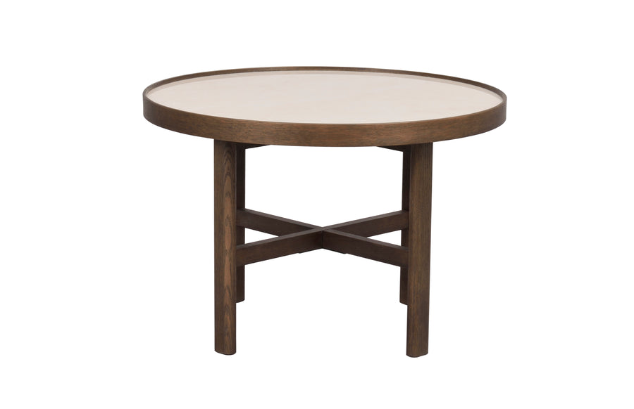 Marsden soffbord runt 60 beige keramik/brun ek