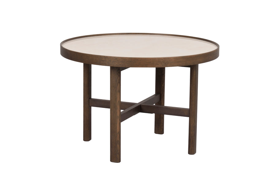 Marsden soffbord runt 60 beige keramik/brun ek