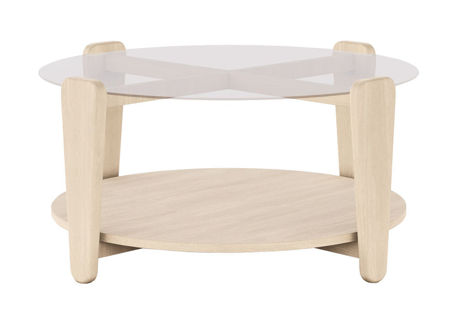 Arran soffbord Ø93 vitpigmenterad ek/glas