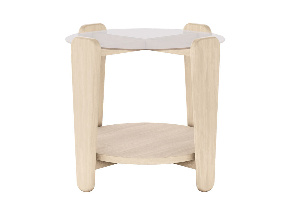 Arran soffbord Ø52 vitpigmenterad ek/glas