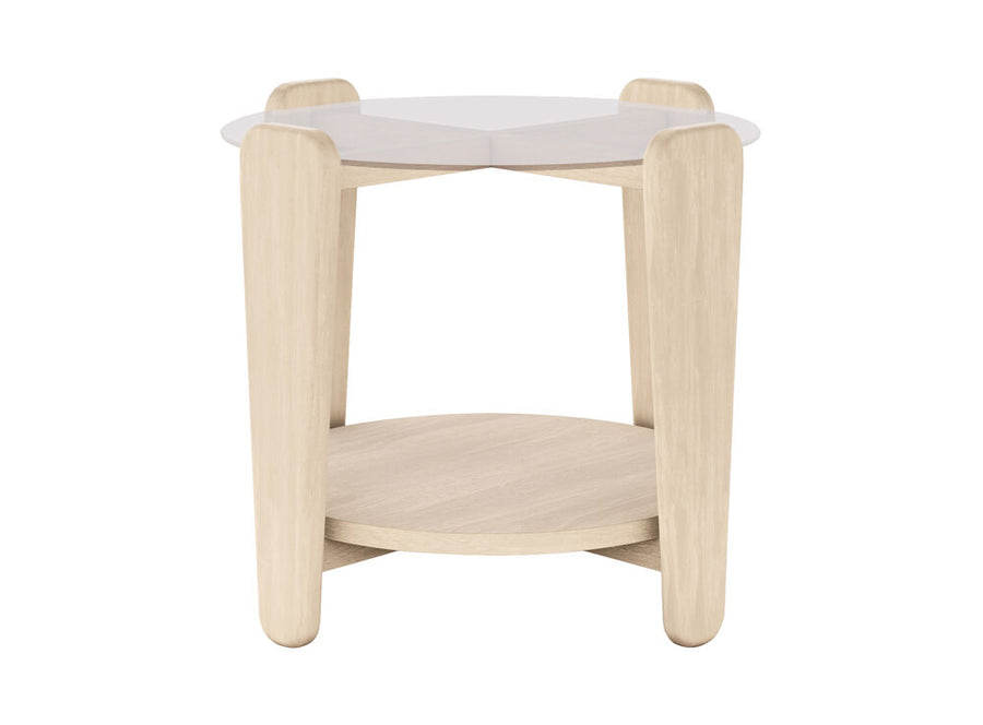 Arran soffbord Ø52 vitpigmenterad ek/glas