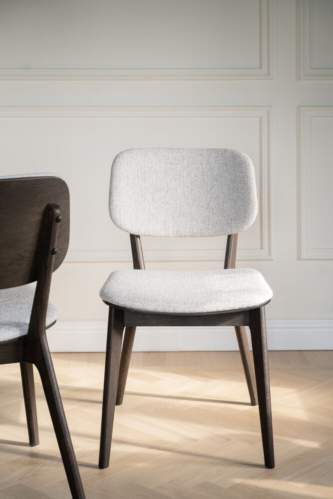 Barrett stol brun ek/ljusbeige tyg 2-pack