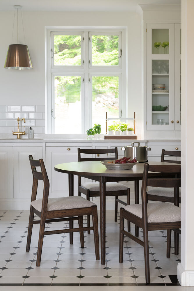 Fairmount matbord runt Ø120 beige HPL/brun ek