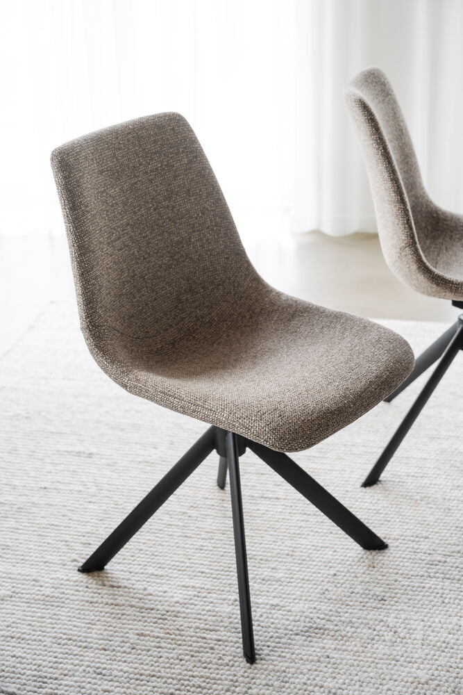 Dunmore stol mörkbeige tyg/svart metall snurr-tilt 2-pack