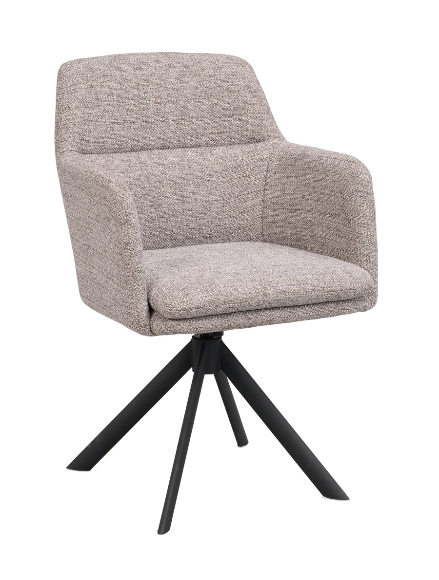 Gladstone karmstol mörkbeige tyg/svarta metallben snurr-tilt 2-pack