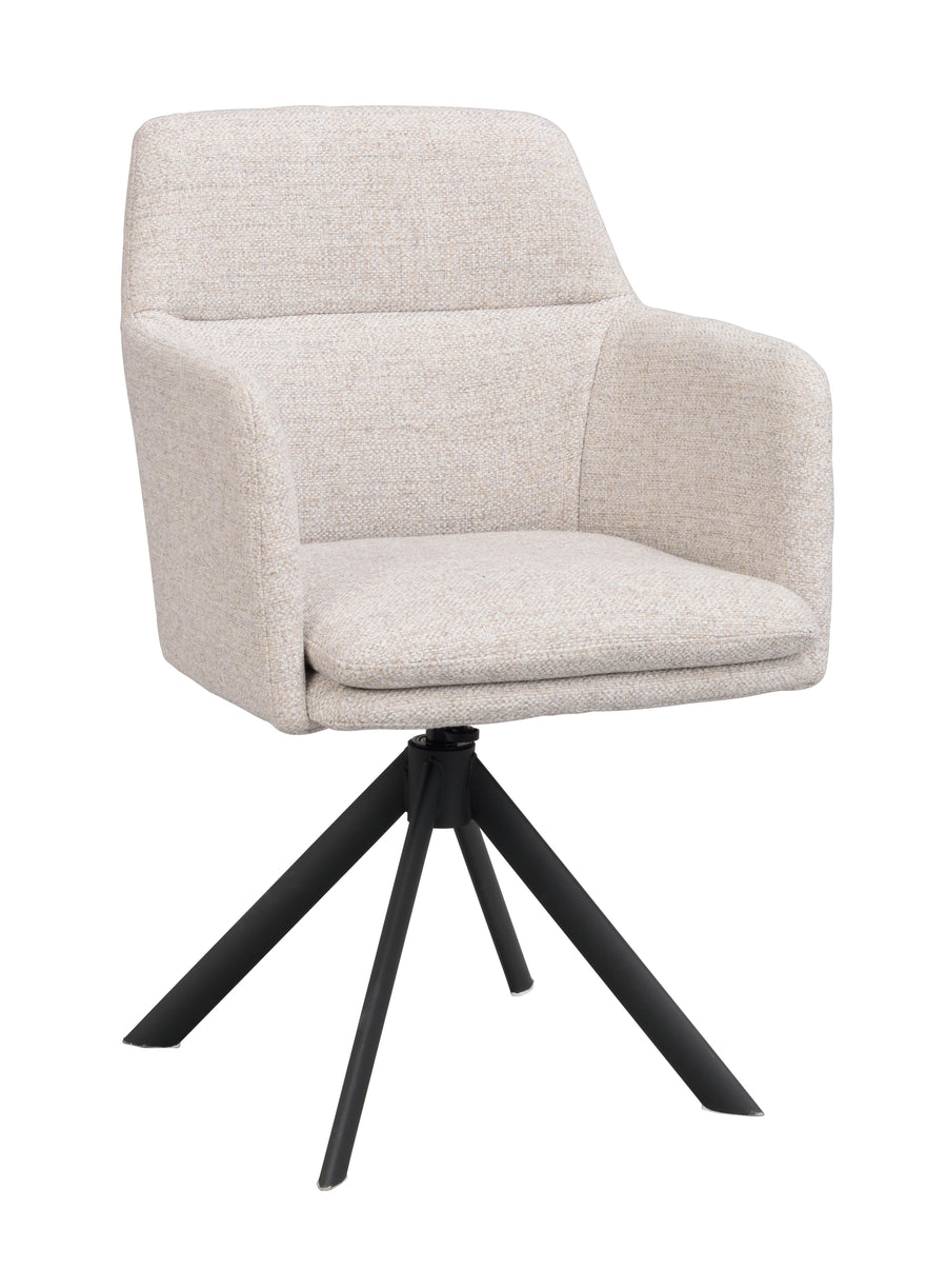 Gladstone karmstol ljusbeige tyg/svarta metallben snurr-tilt 2-pack