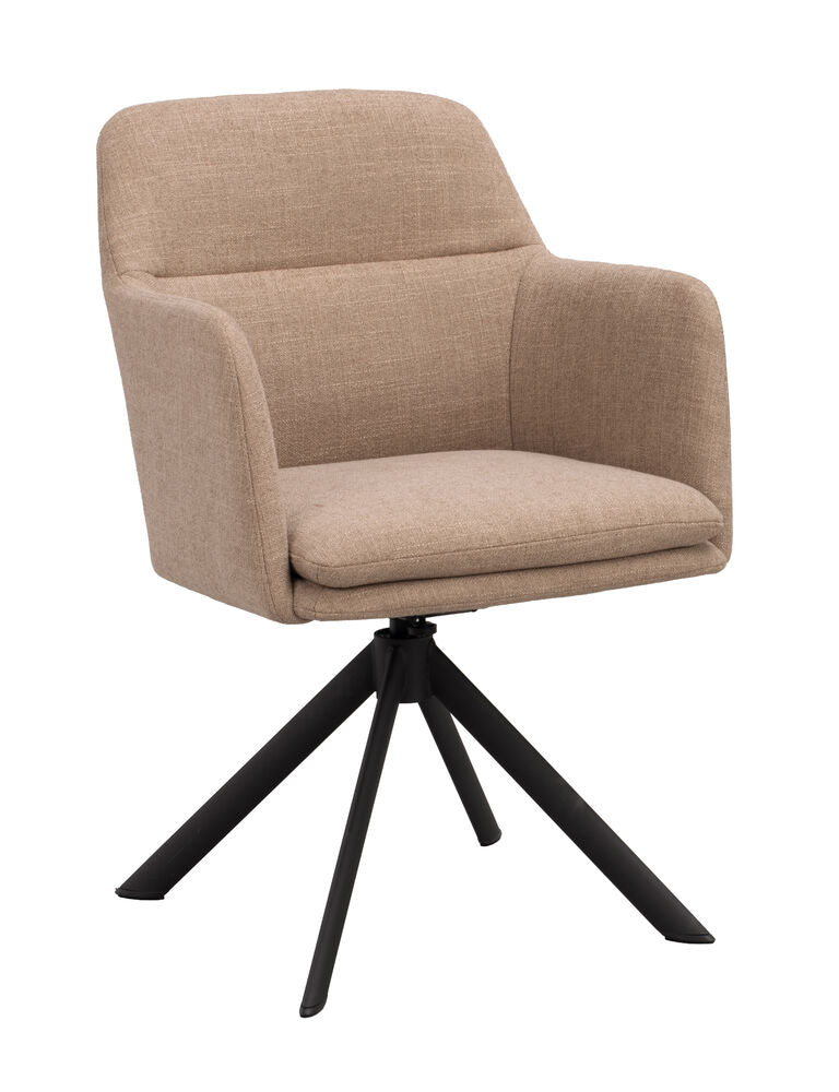 Gladstone karmstol mellanbeige tyg/svart metall snurr-tilt 2-pack