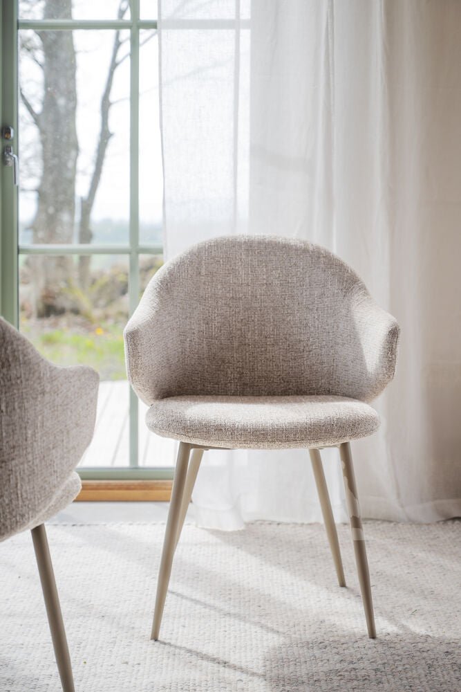 Drake karmstol beige tyg/beige metallben 2-pack