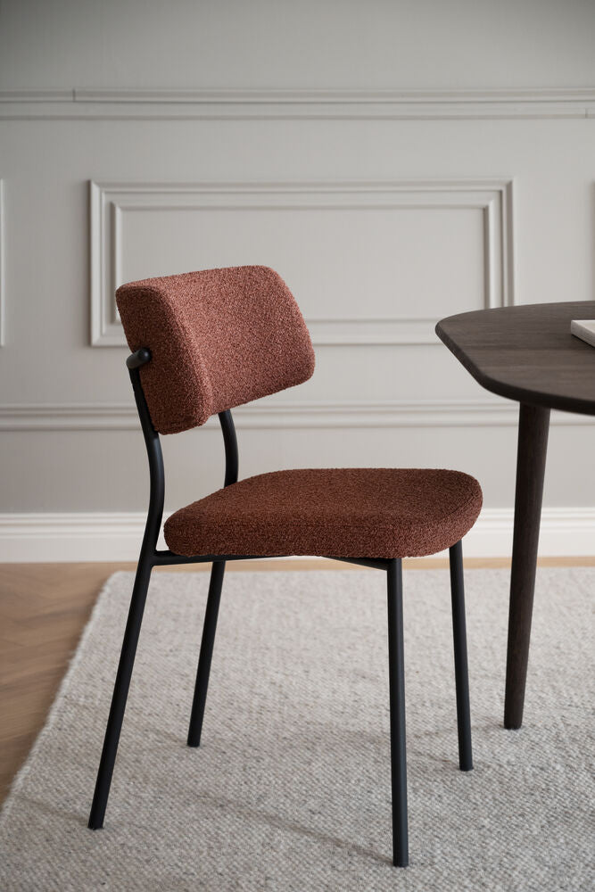Herbster stol rött tyg/svarta metallben 2-pack