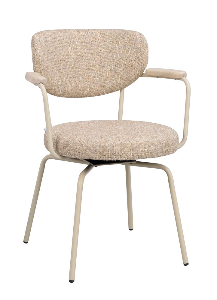 Merrick karmstol mörkbeige tyg/beige metall snurr