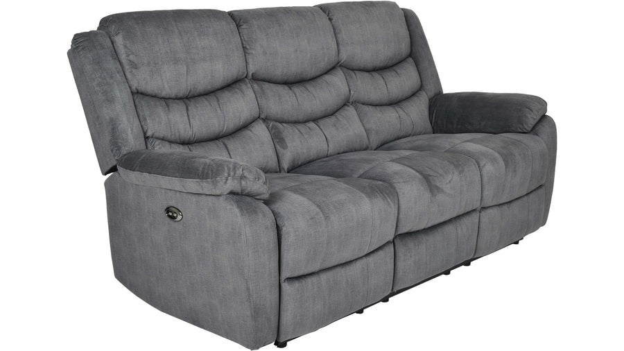 Winfield 3-sits reclinersoffa med el tyg grå