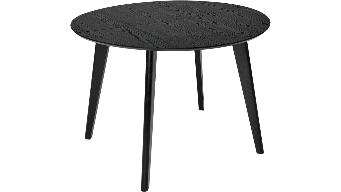 Sagene matbord Ø130 svartlackad ekfaner