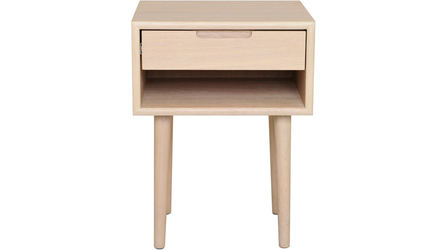 Emma sängbord lågt vitpigmenterad ek