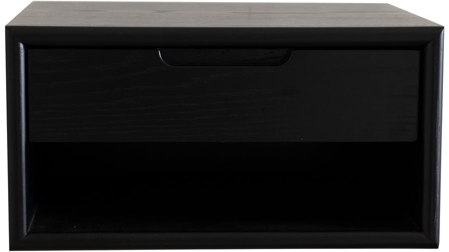 Emma sängbord för vägg svartlackad ek