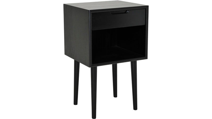 Emma sängbord högt svartlackad ek