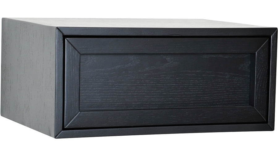 Isak sängbord för vägg svartlackad ek