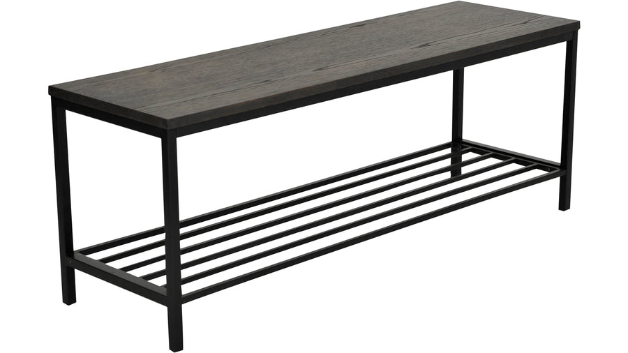 Mondo bänk med skohylla brunlackad ek