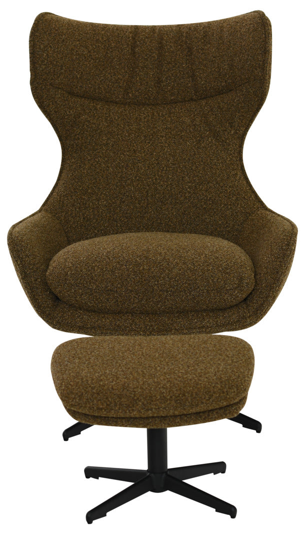 Aegis fåtölj med fotpall tyg brun