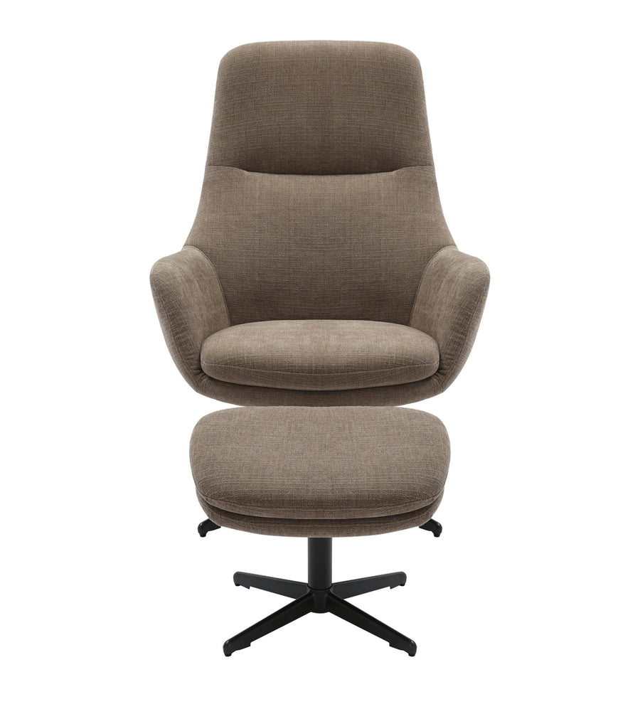 Princess fåtölj med fotpall tyg grå