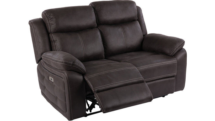 Teddy reclinersoffa 2-sits med el tyg brungrå