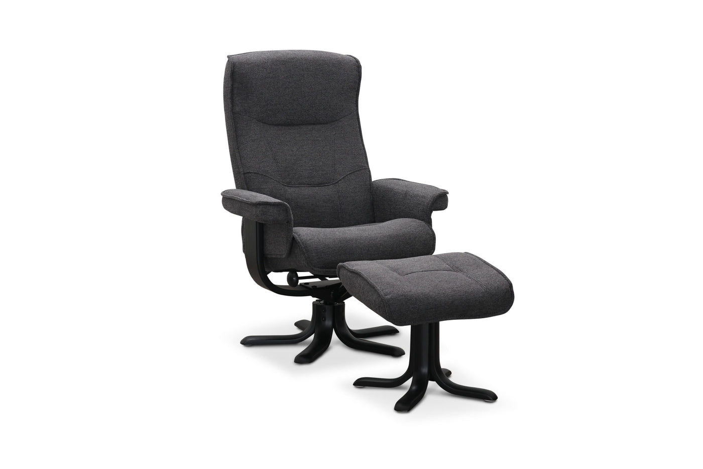 Bonn fåtölj med fotpall mörkgrått tyg