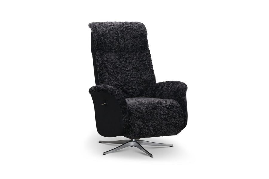 Tofta reclinerfåtölj fårskinn mörkgrå
