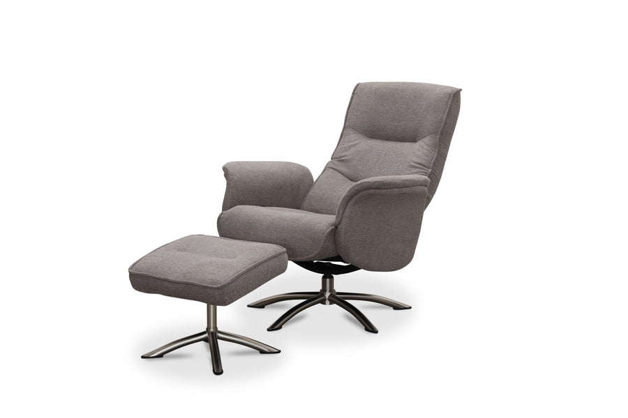 Visby fåtölj med fotpall tyg beige