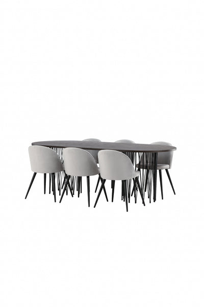 Matbordet Stone ovalt och stolarna Velvet