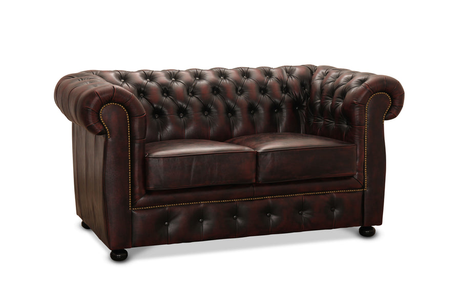 Liverpool soffa 2-sits läder oxblod