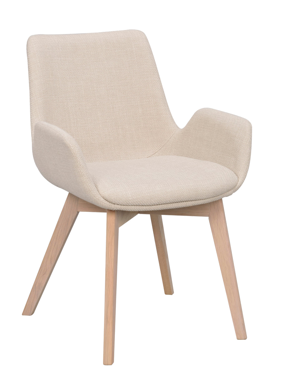 Drimsdale karmstol beige tyg/vitpigmenterade ekben 2-pack