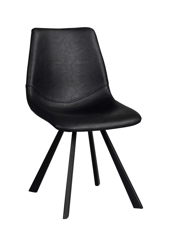 Auburn stol svart konstläder/svarta metall ben 2-pack