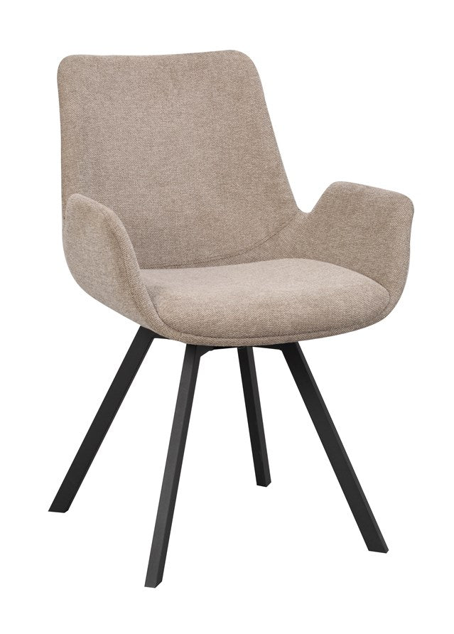 Norwell karmstol beige tyg/svarta metall snurrben 2-pack