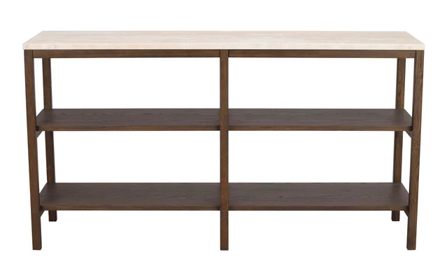 Orwel avlastningsbord 140xH75 beige travertin/brun ek