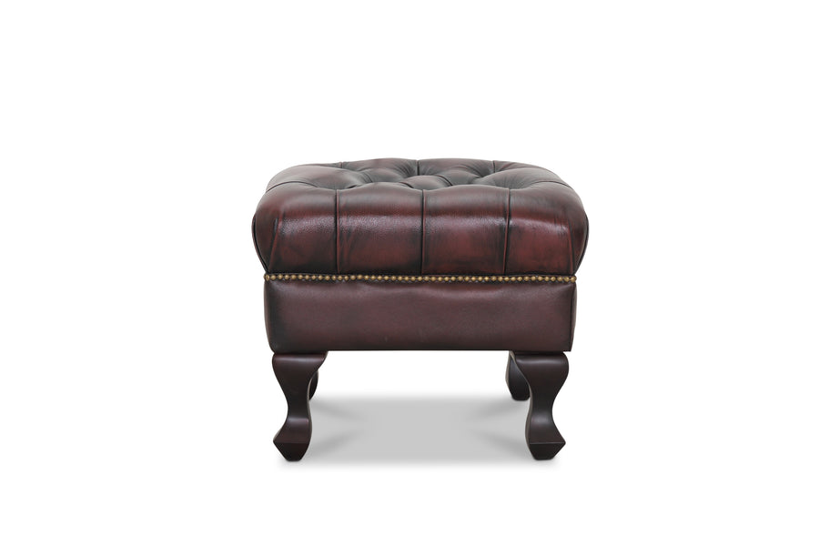 Aberdeen fotpall läder oxblod