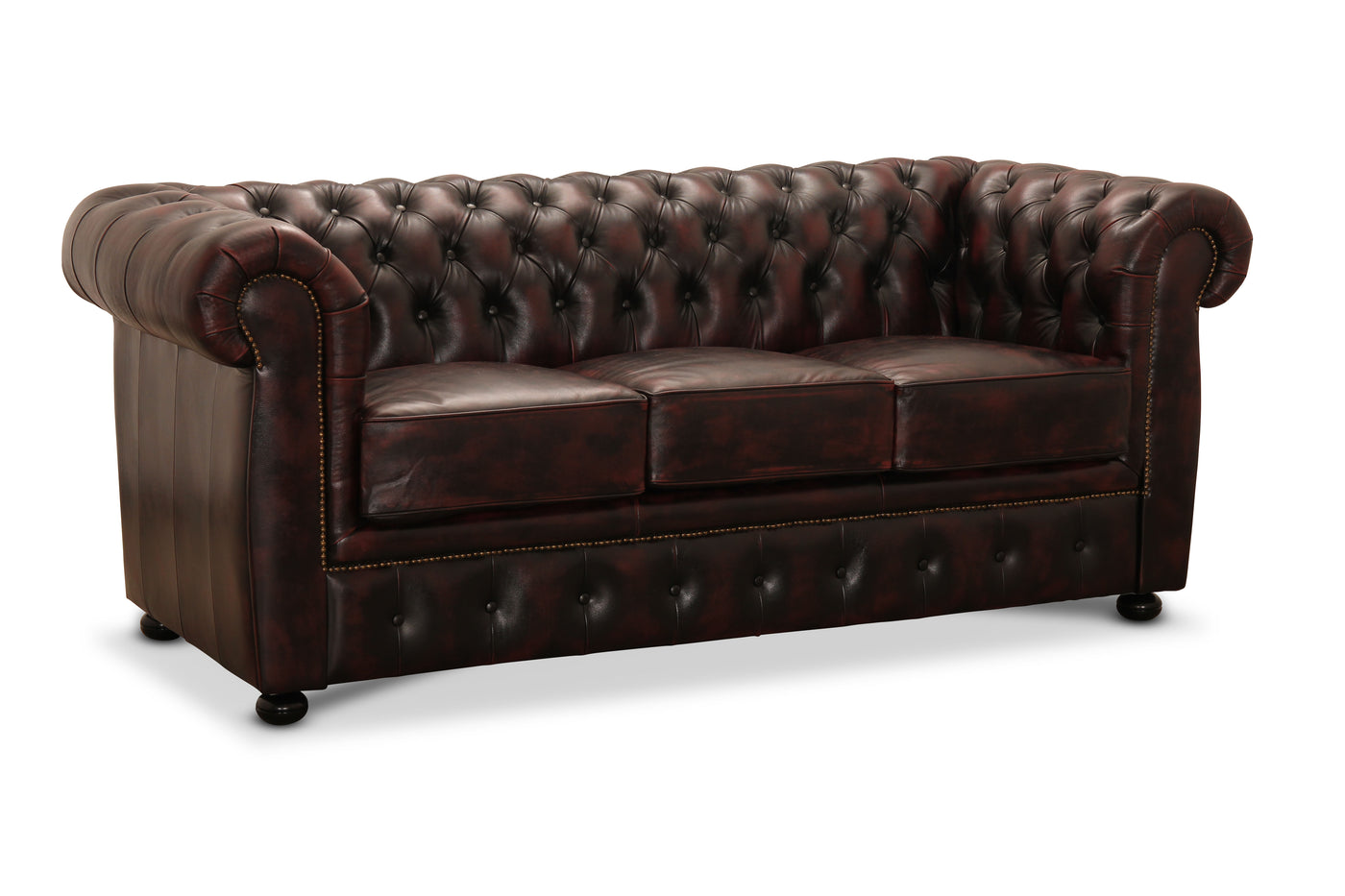 Liverpool soffa 3-sits läder oxblod