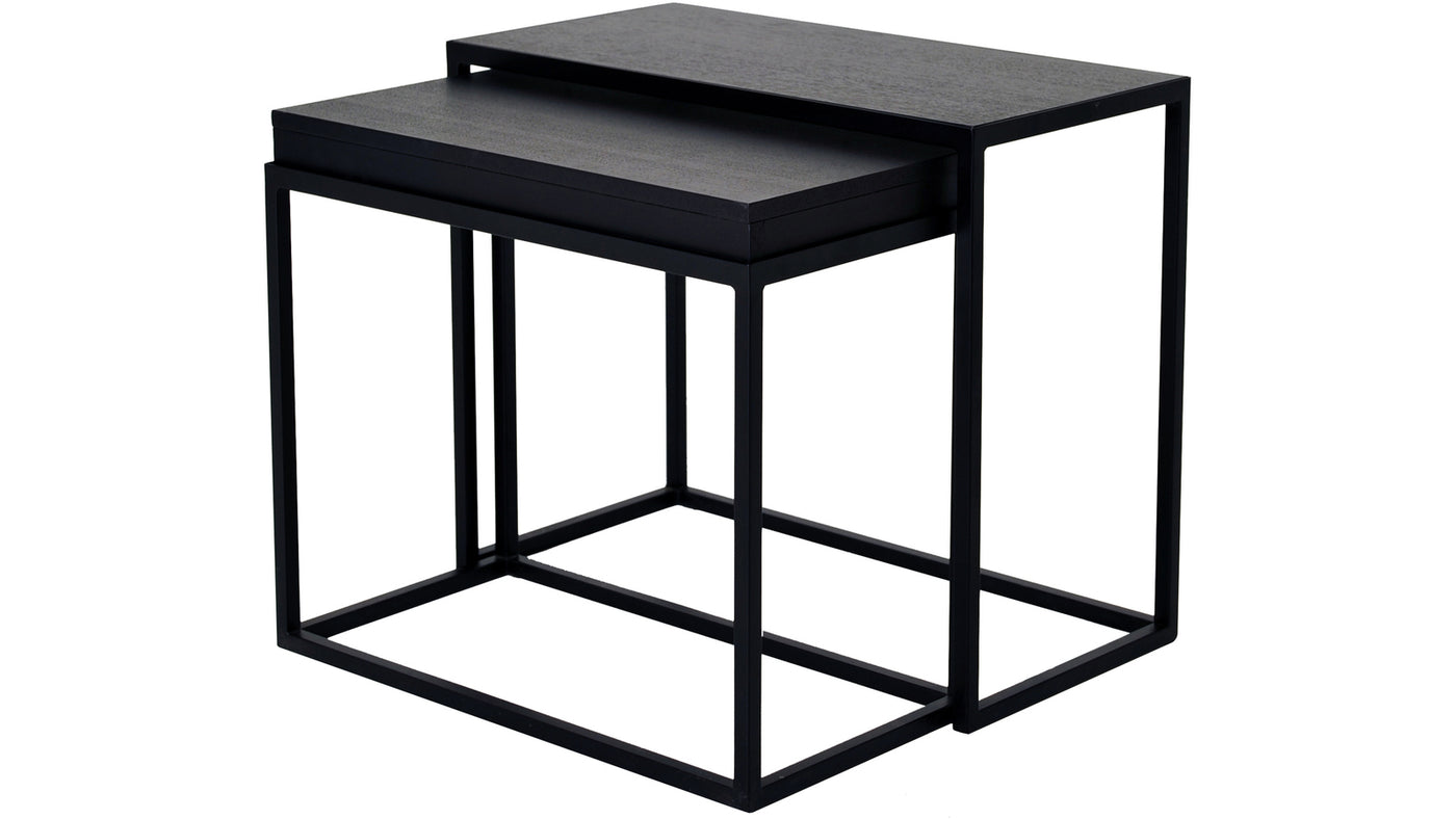 Duett sidobord set rektangel svart