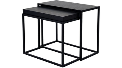 Duett sidobord set, rektangel, svart