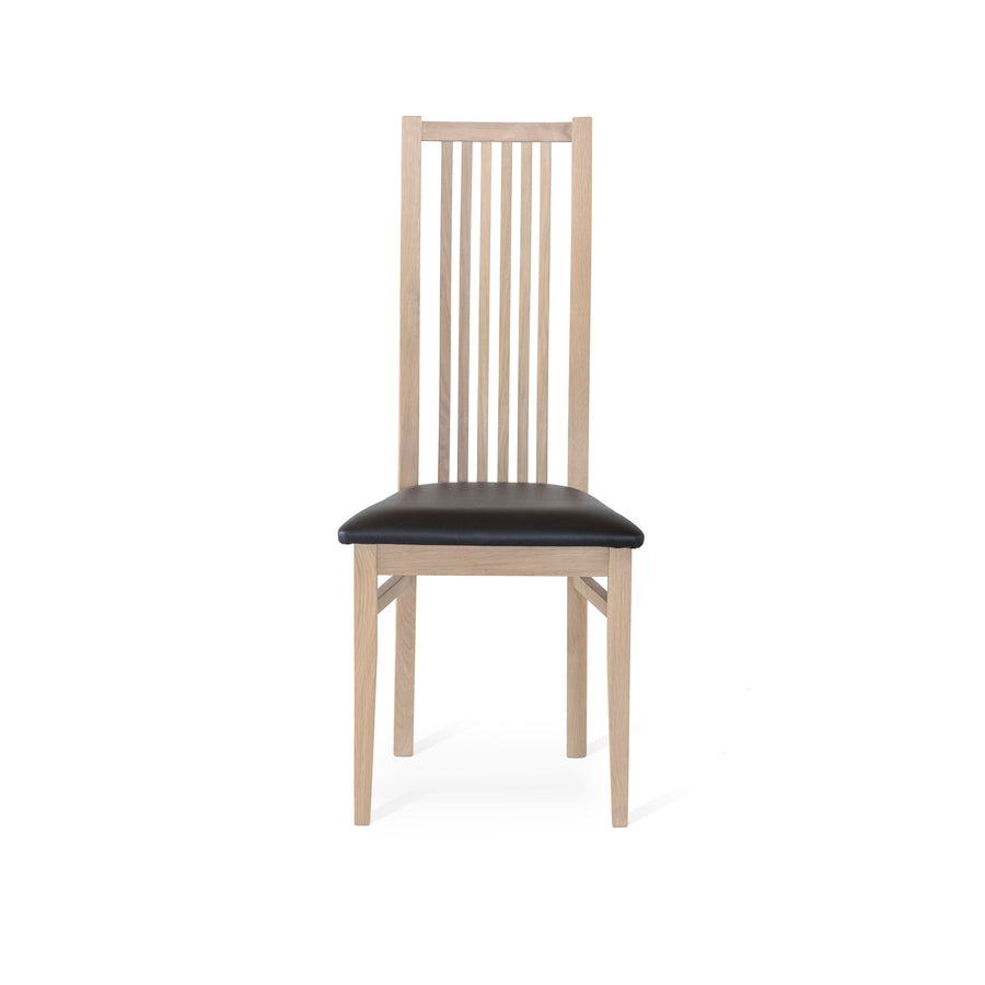 Allegro stol vitoljad ek, sits läder Madras svart 2-pack