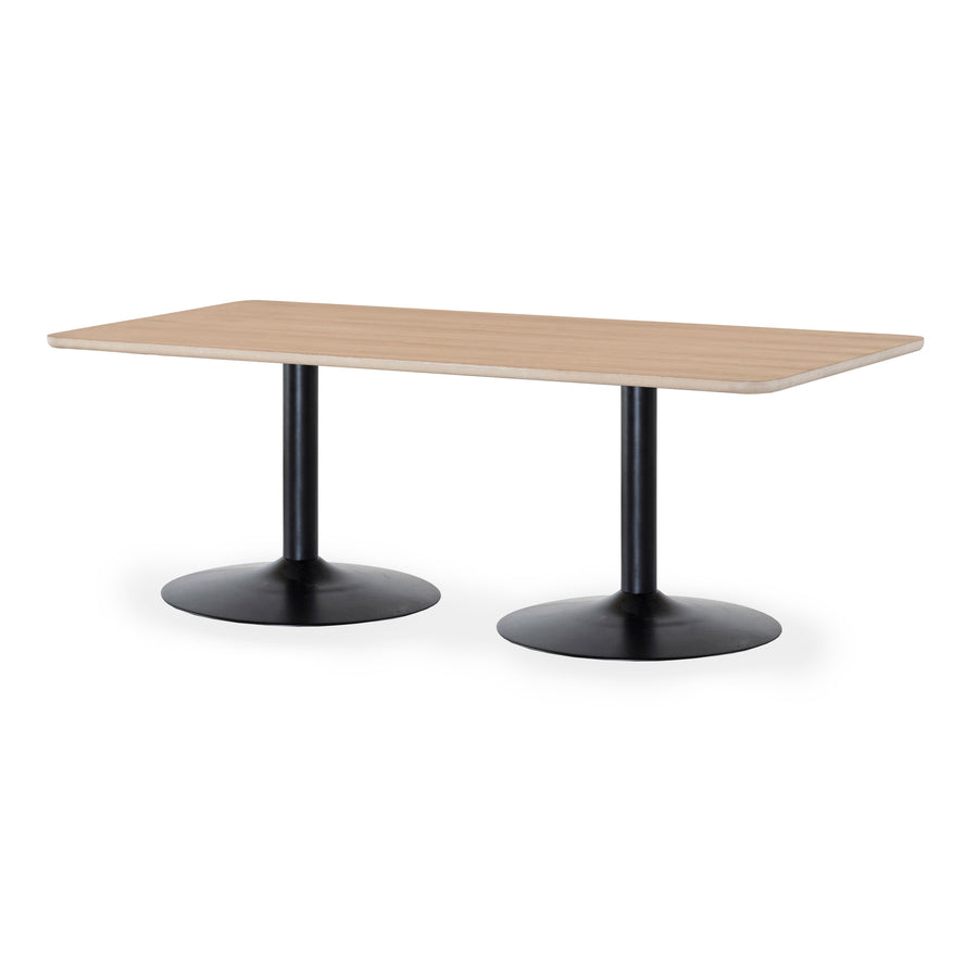 Davis matbord 210 cm vitoljad ek, svart trumpetfot