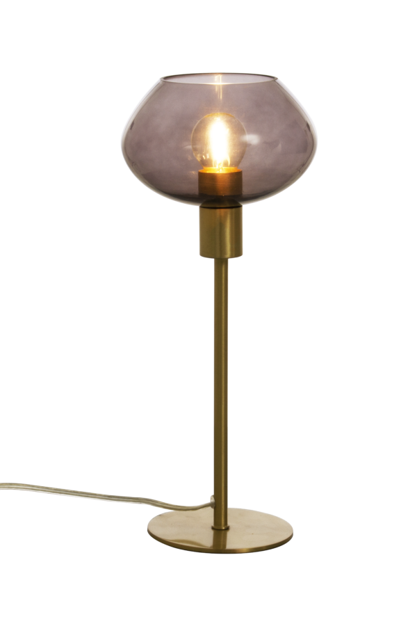 Bell bordlampa hög matt mässing/rök