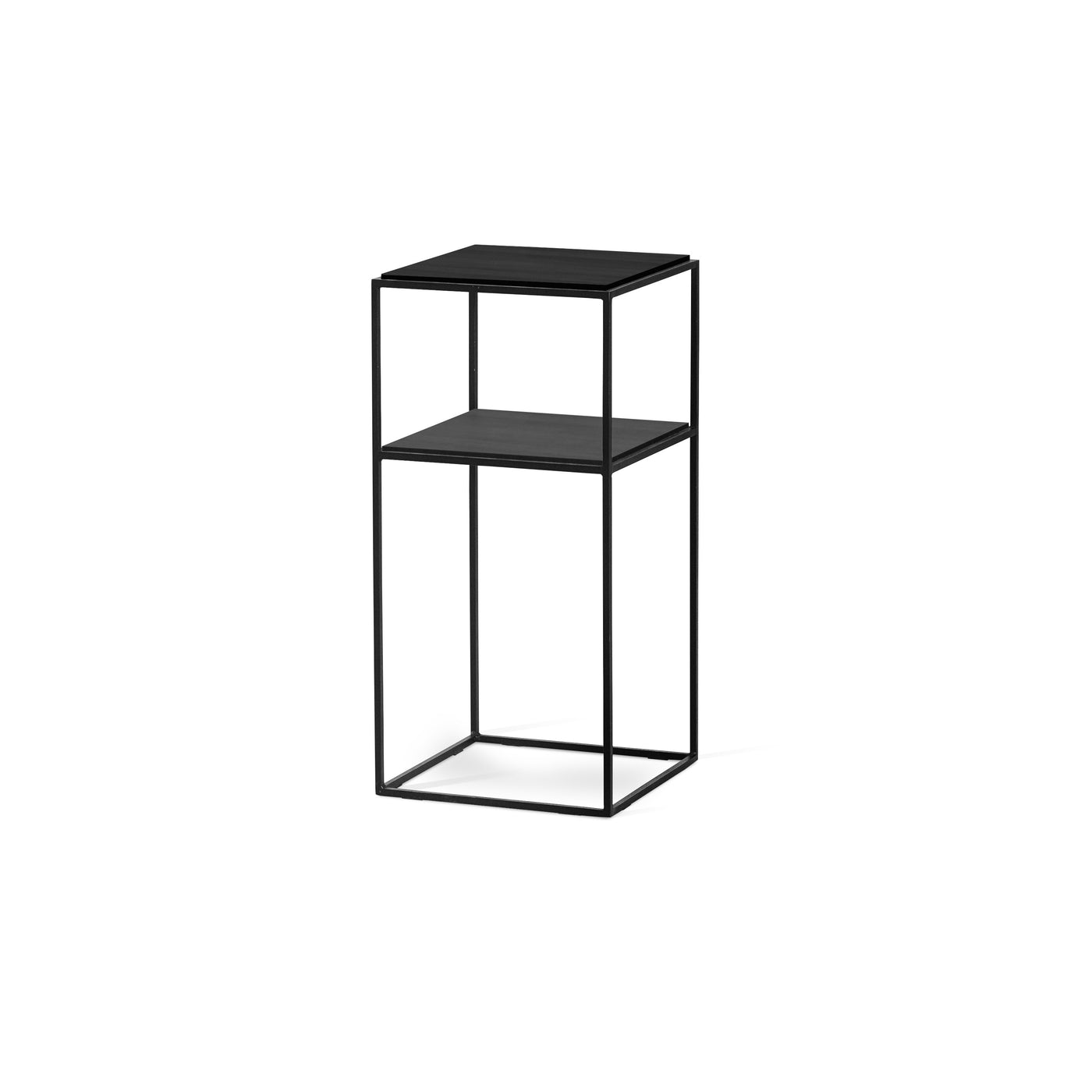 Lime sängbord 34x34 cm svartbetsad ask/svart metallunderrede