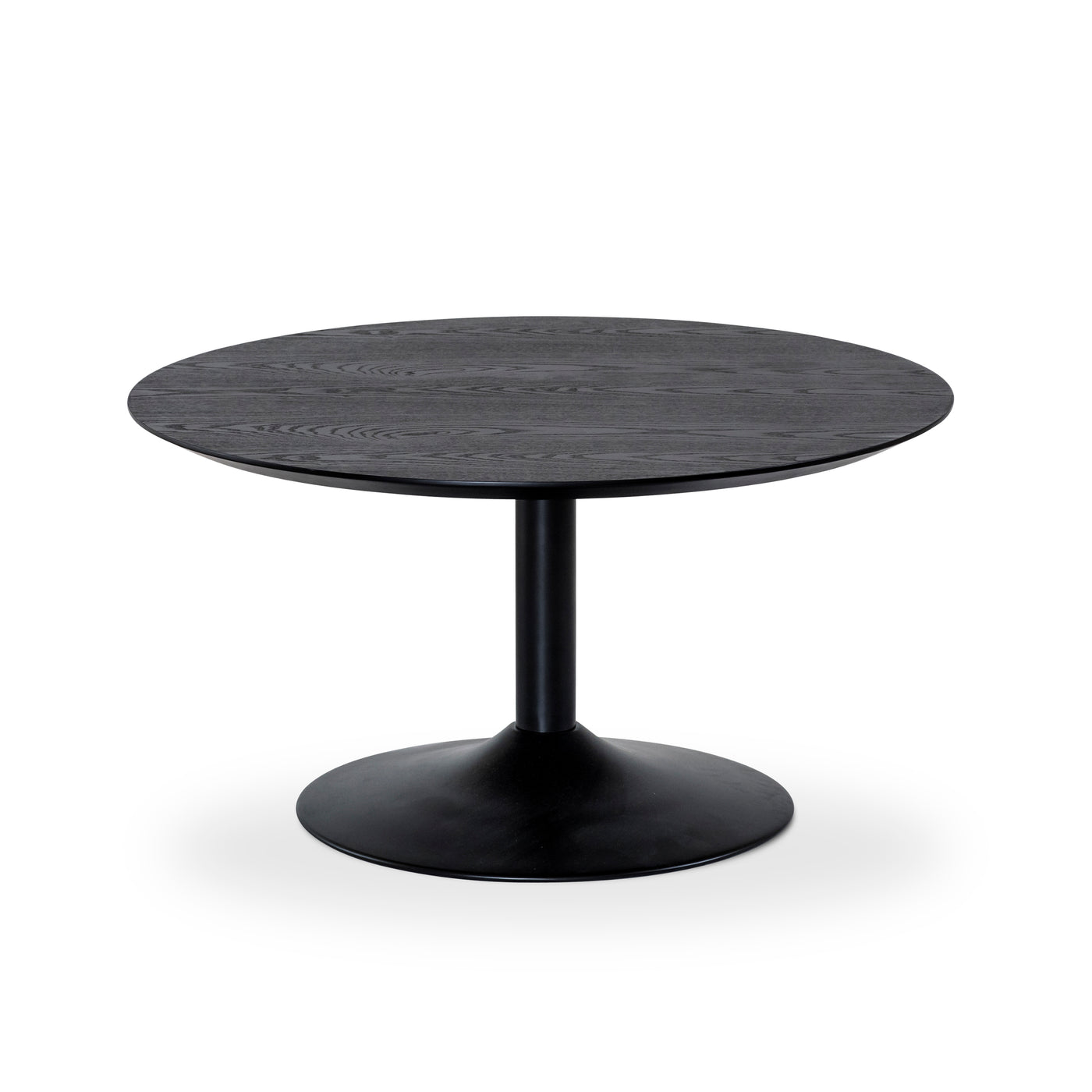 Miles soffbord runt 80 cm svartbetsad ask, svart trumpetfot
