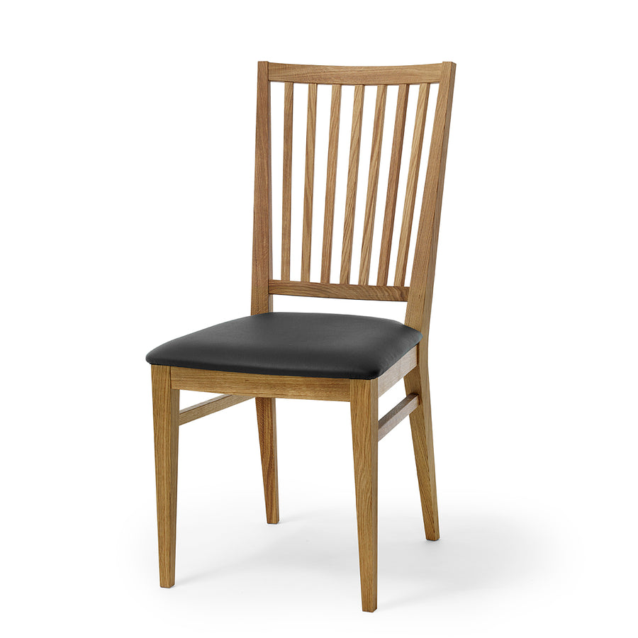 Särö stol oljad ek, sits klädd läder Madras svart 2-pack